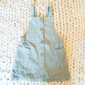 Zara Girls Pinafore Overall Corduroy Dress Mint Green Size 4-5 Years